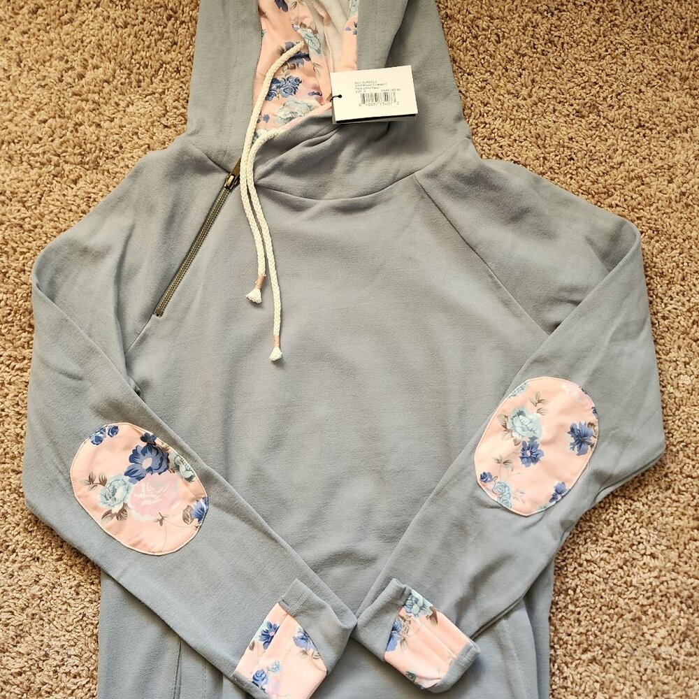 Doublehood Hoodie - Floral Elbow Patch